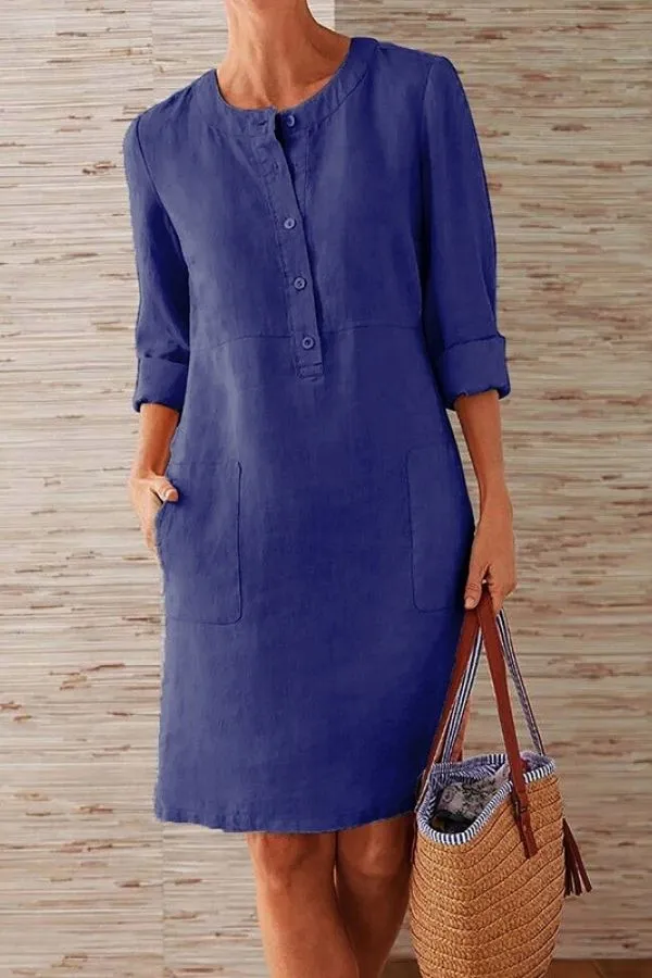 Knee-Length Round Neck Midi Dress