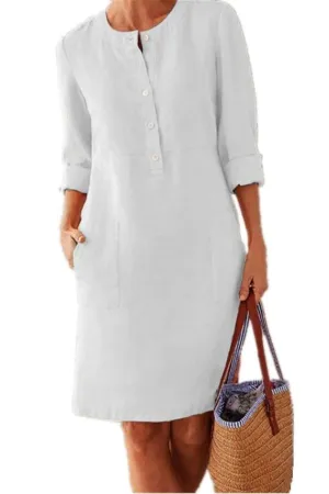 Knee-Length Round Neck Midi Dress