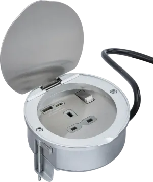 Knightsbridge SKR3 Recessed 13A 1G Socket with Dual USB A C [5V DC 4.0A shared] - Stainless Steel
