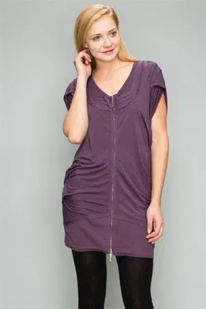 Knit Zipper Front Tunic Dress Purple - Pack of 6
