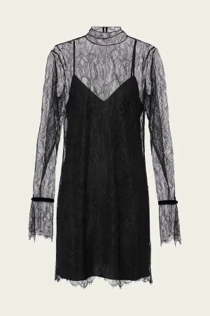 Lace Shift Dress in Black