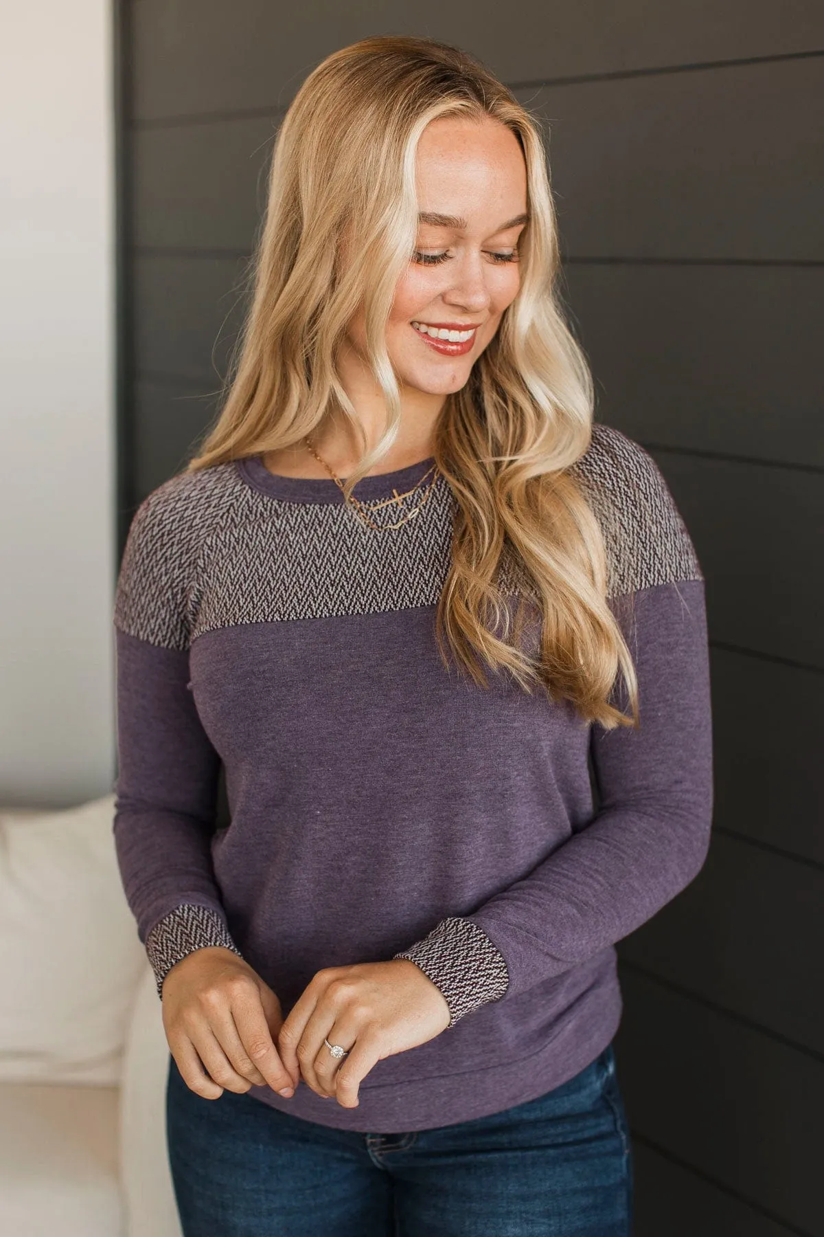 Laugh It Off Long Sleeve Top- Eggplant
