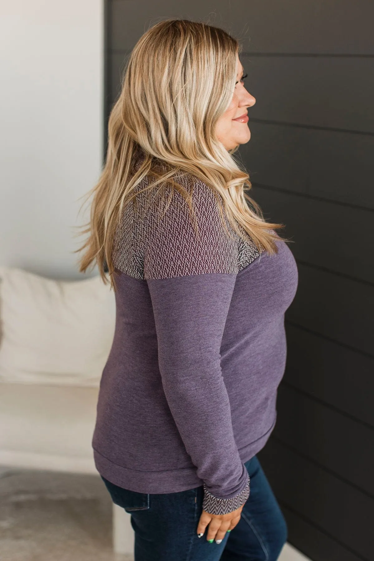 Laugh It Off Long Sleeve Top- Eggplant