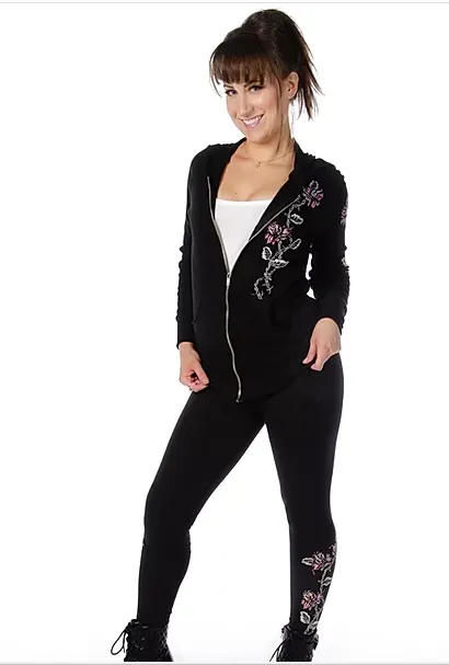 Liberty Wear Collection Tops: Zip Up Hoodie Barbed Wire & Roses