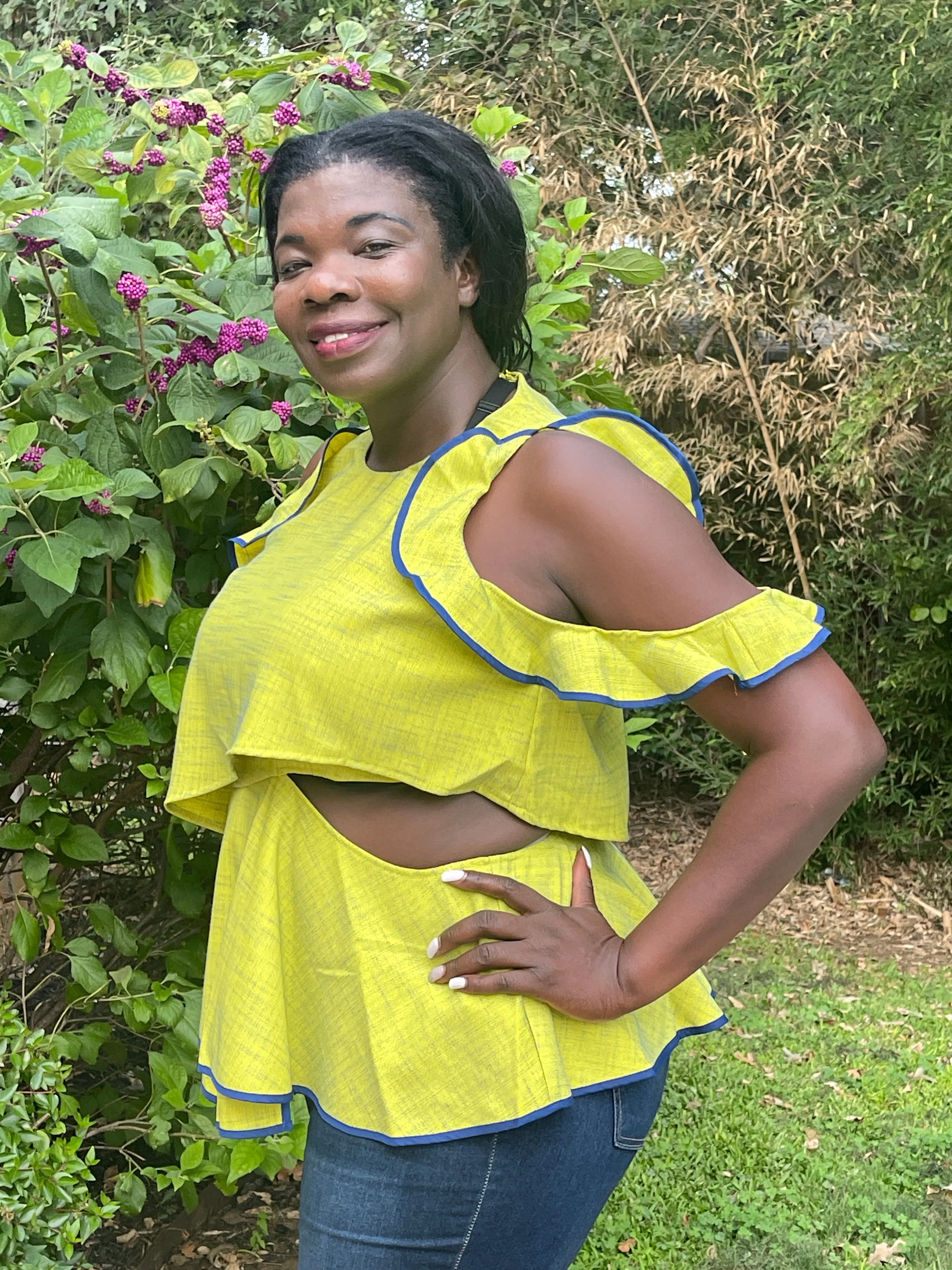 Lime Ruffle Detail Top