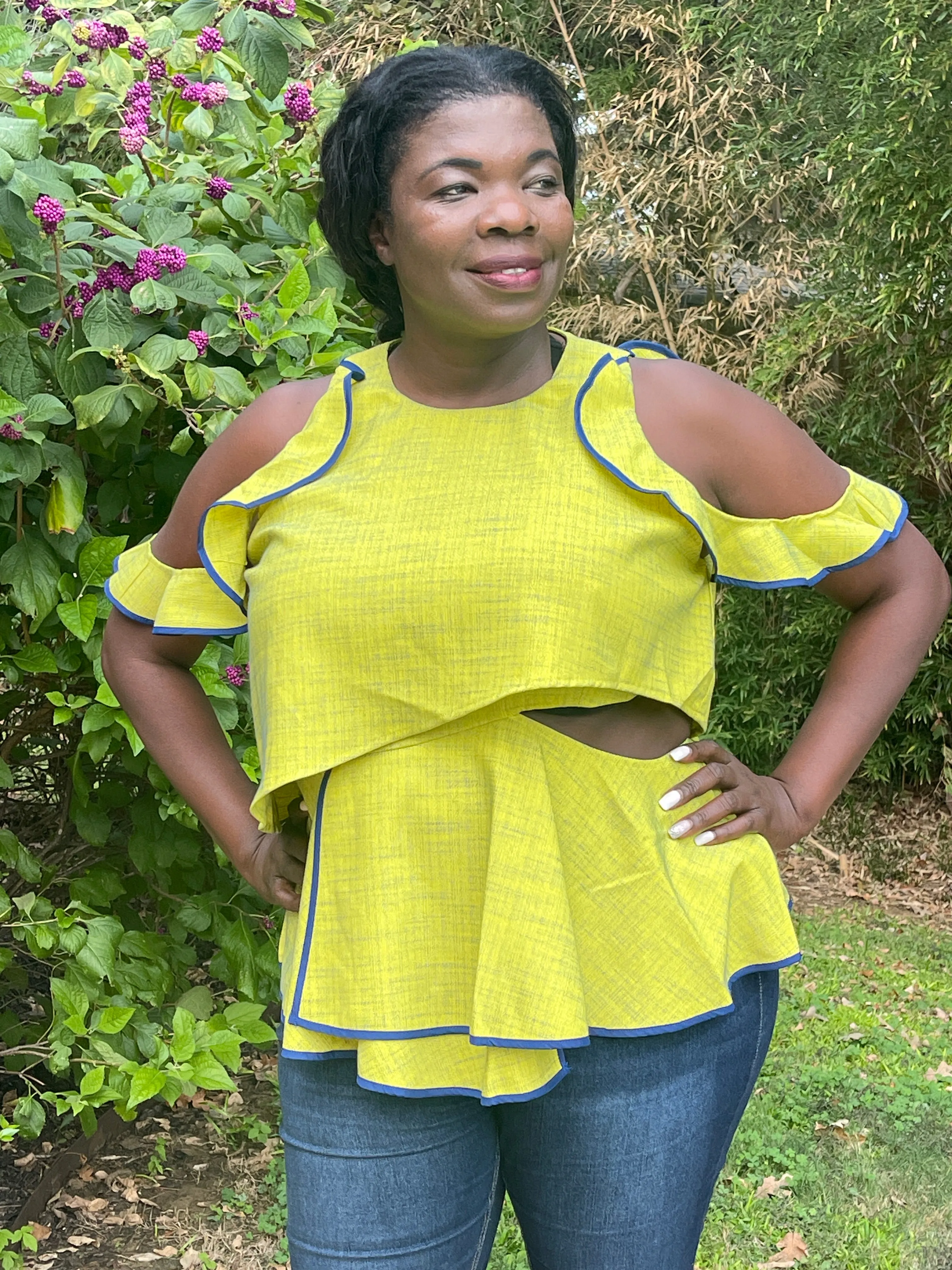 Lime Ruffle Detail Top