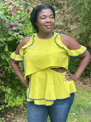 Lime Ruffle Detail Top