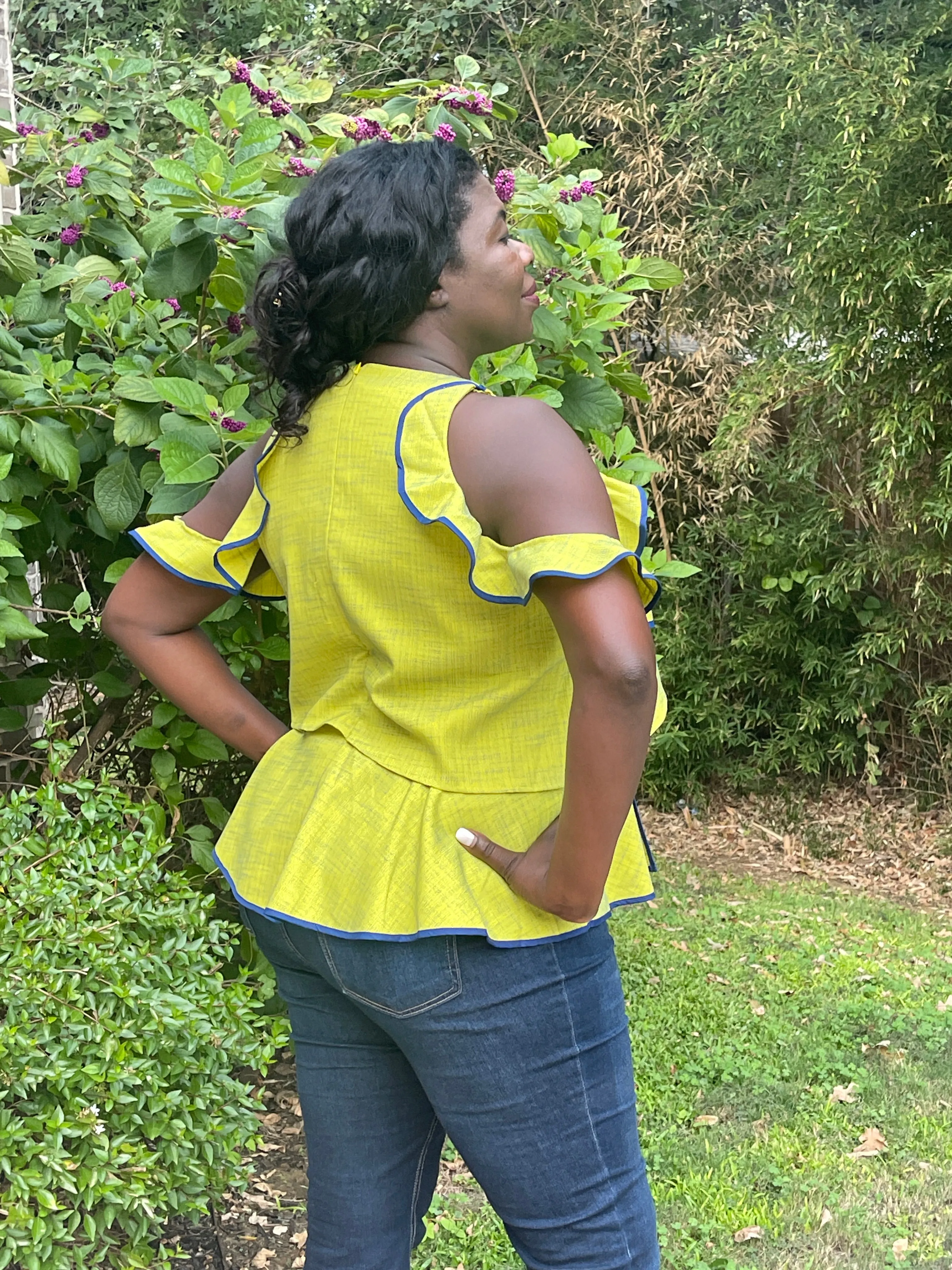 Lime Ruffle Detail Top