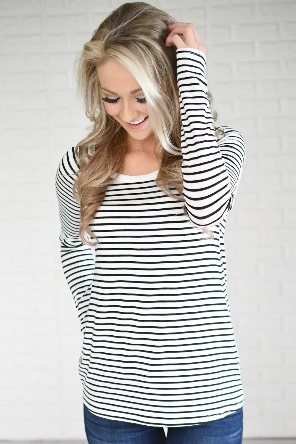 Long Sleeve Black Striped Top