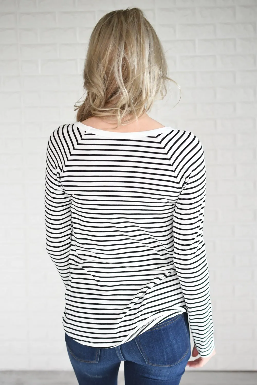 Long Sleeve Black Striped Top