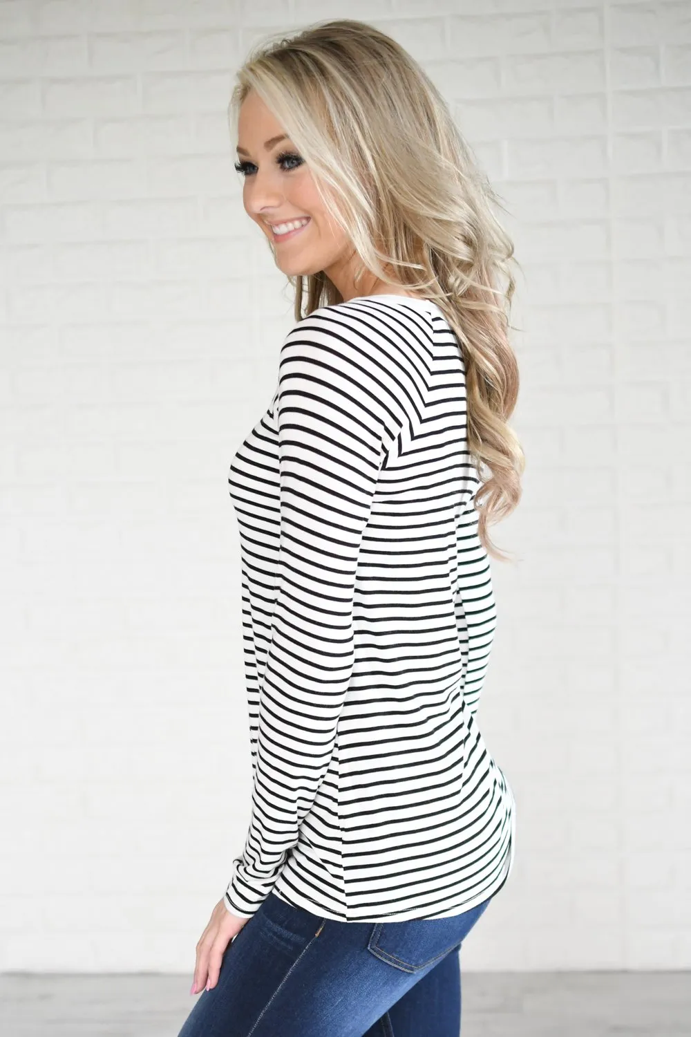 Long Sleeve Black Striped Top