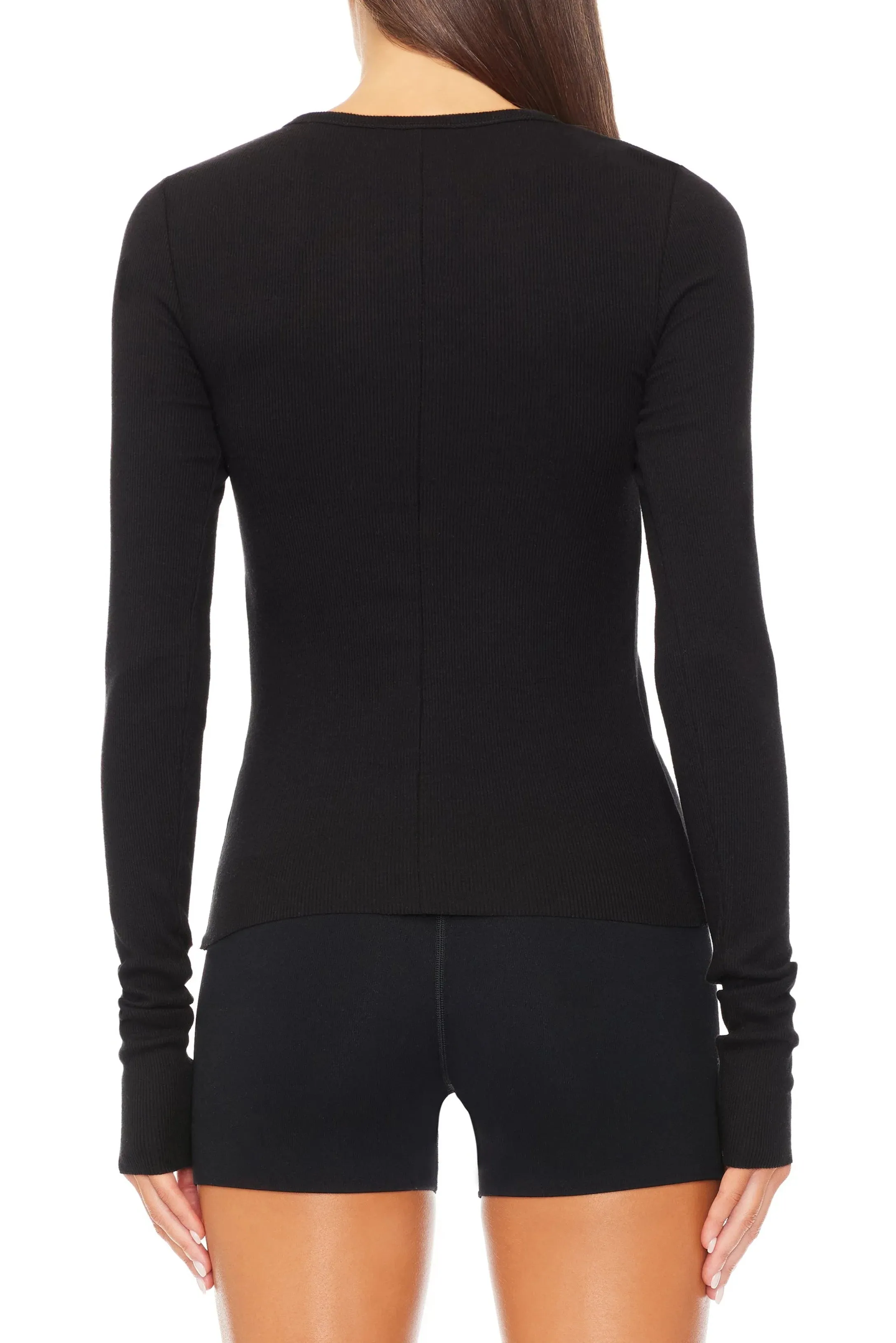 Long Sleeve Fitted Top - Black