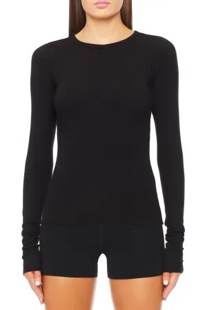 Long Sleeve Fitted Top - Black