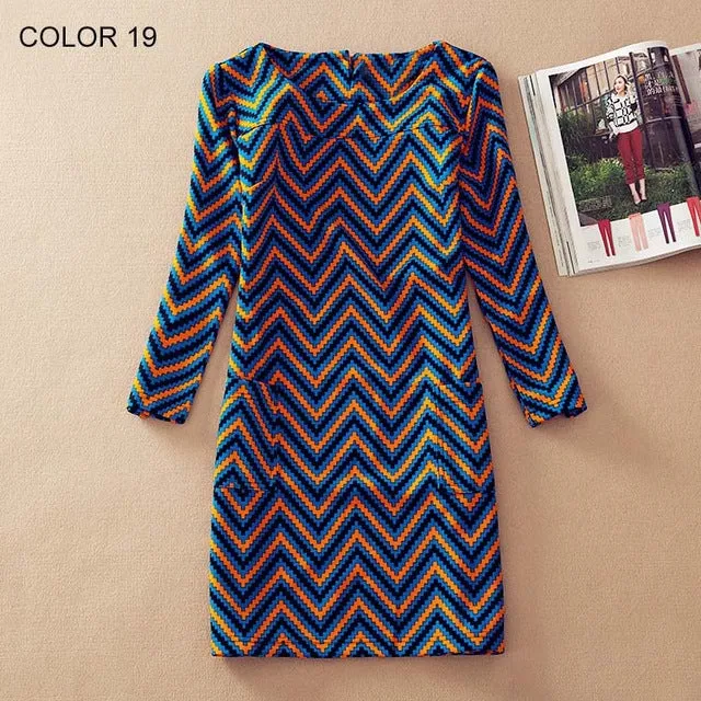 Long Sleeve Flower Print Dress Multiple Designs