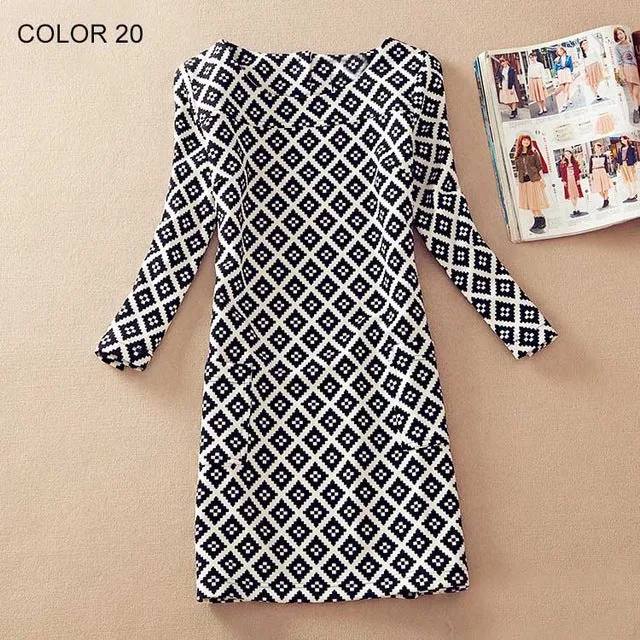 Long Sleeve Flower Print Dress Multiple Designs