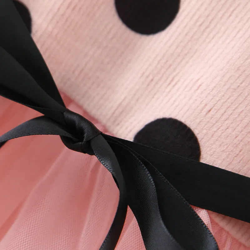 Long Sleeve Polka Dot Daisy Flower Dress