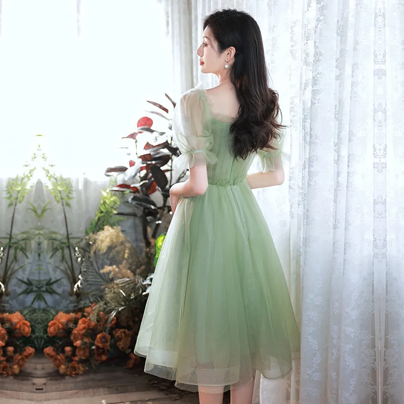 Lovely Green Short Tulle Party Dresses Homecoming Dress, Short Green Formal Dresses