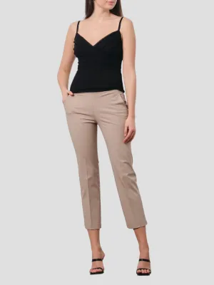 Lulu Crop Slim Pant with Pockets in Beige