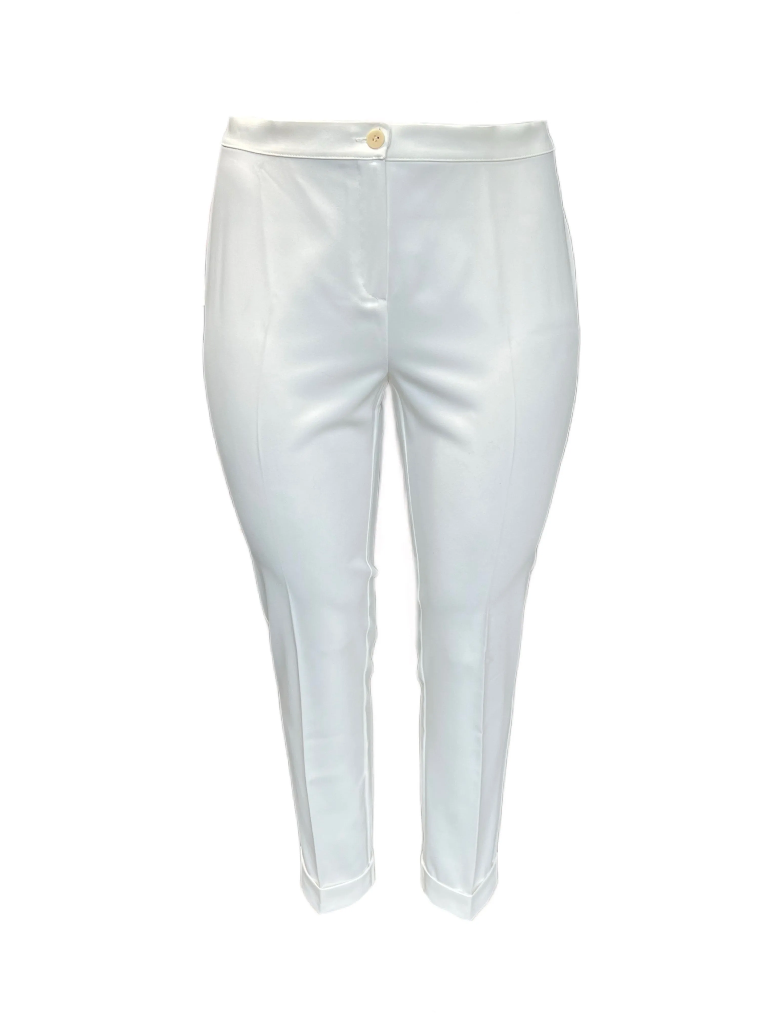 Marina Rinaldi Women's White Rapper Straight Leg Pants NWT