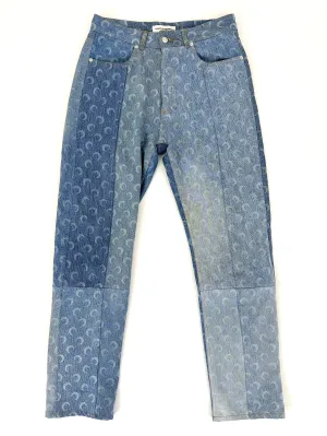 Marine Serre White Line Regenerated Moon Print Jeans
