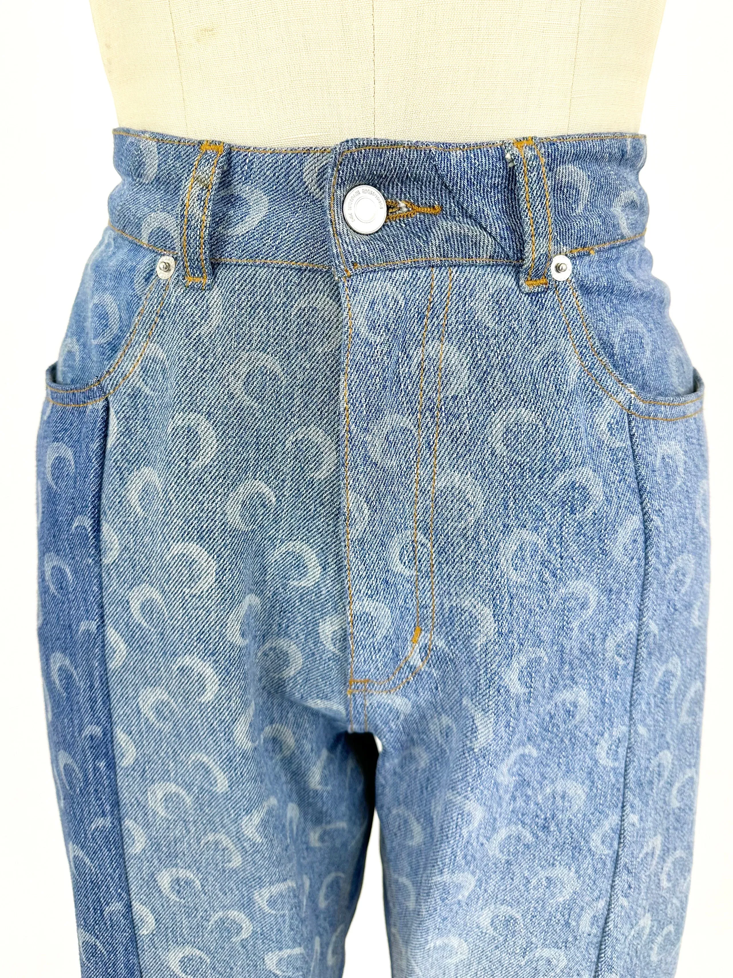 Marine Serre White Line Regenerated Moon Print Jeans