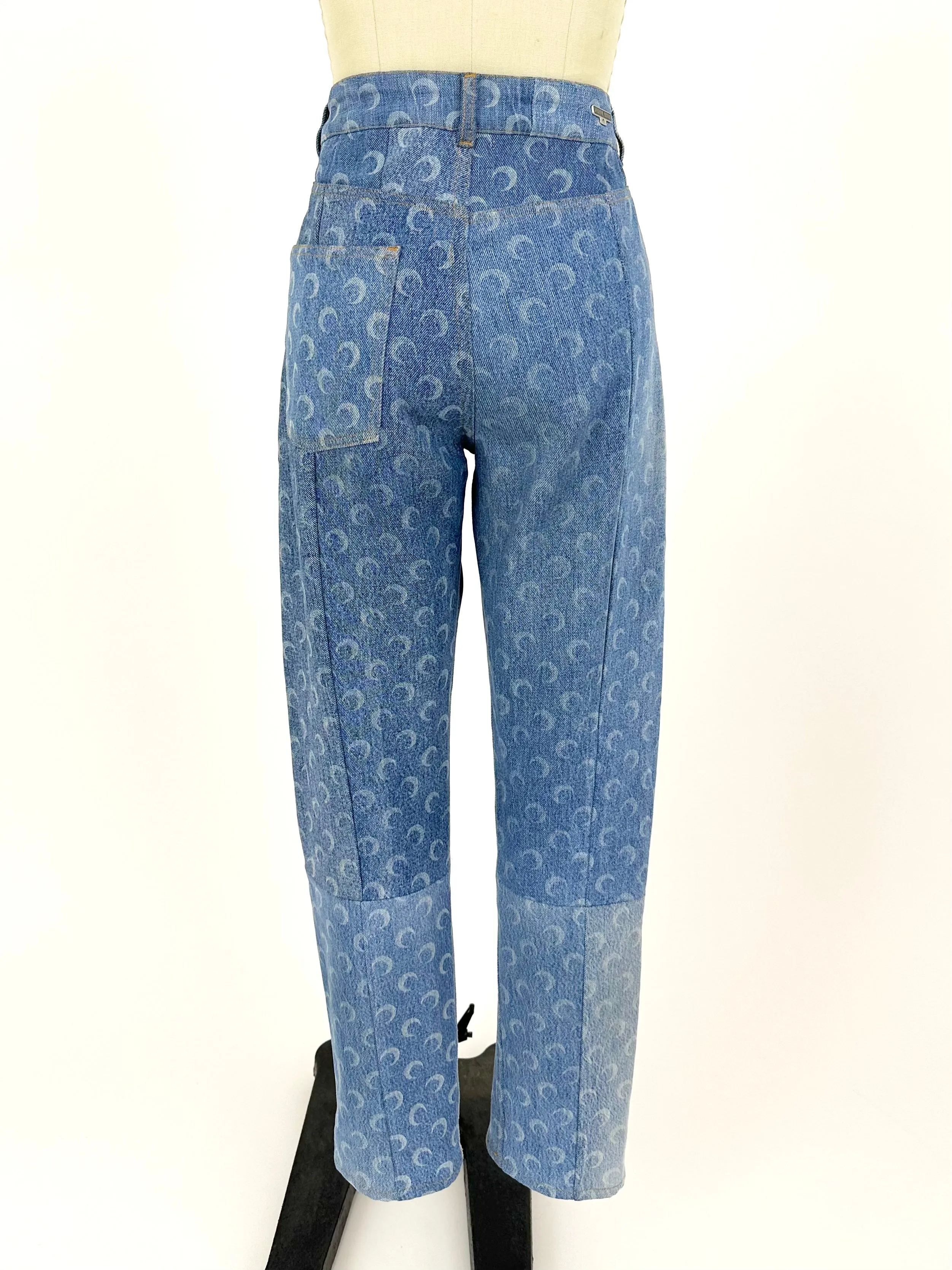 Marine Serre White Line Regenerated Moon Print Jeans