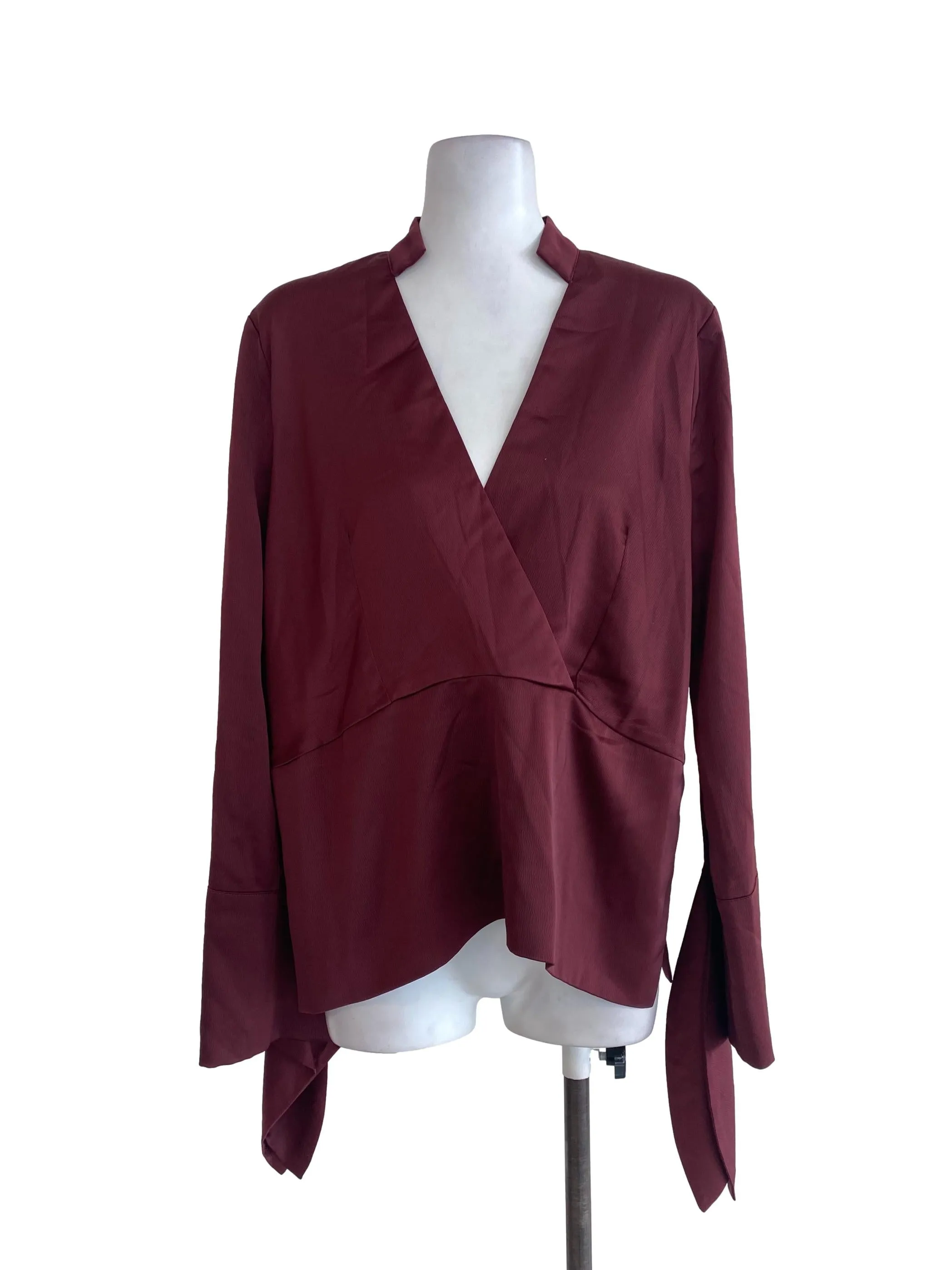 Maroon V Neck Blouse