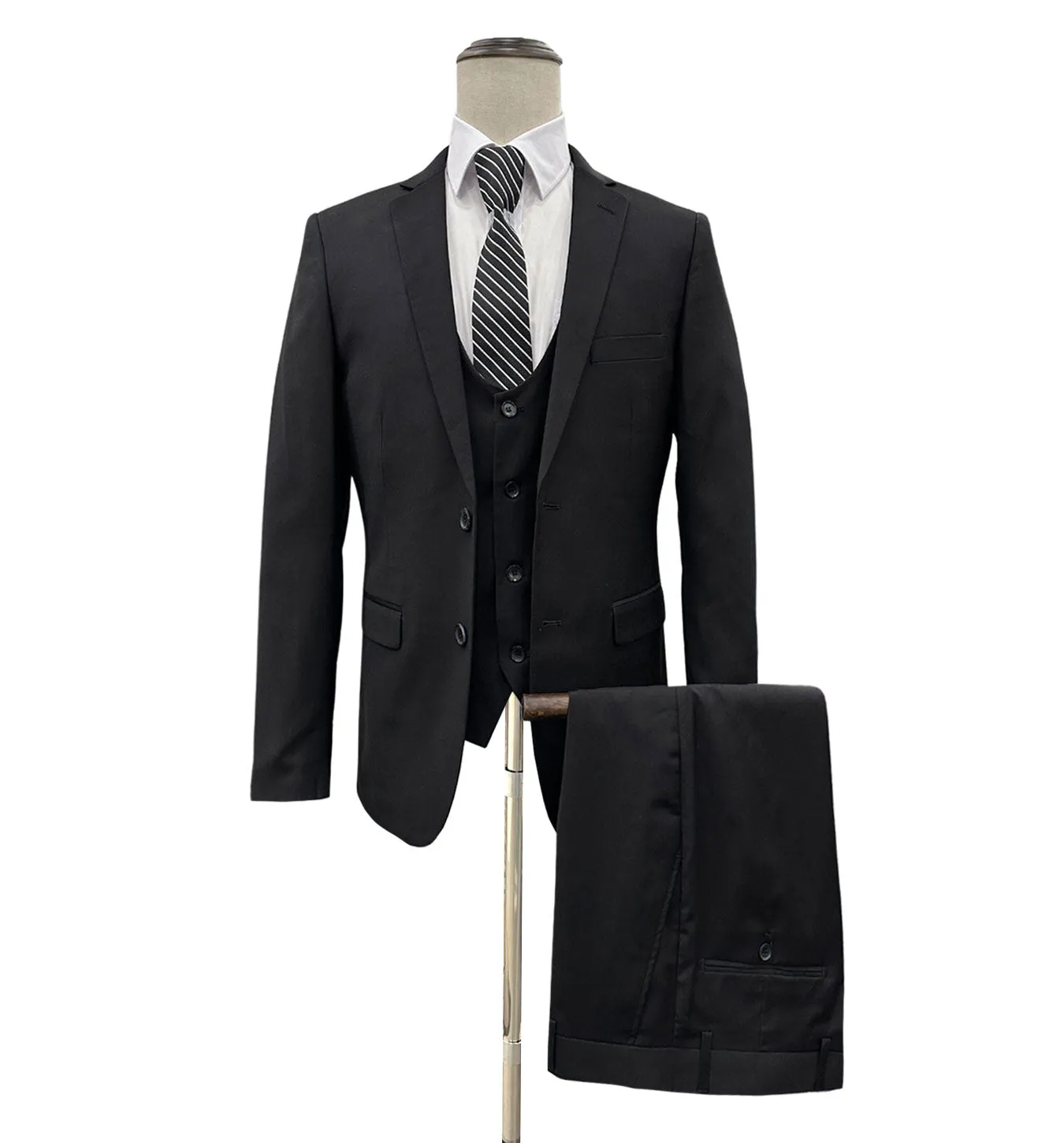 Mazari Vested Ultra Slim Fit Suit - Madrid Black 1550