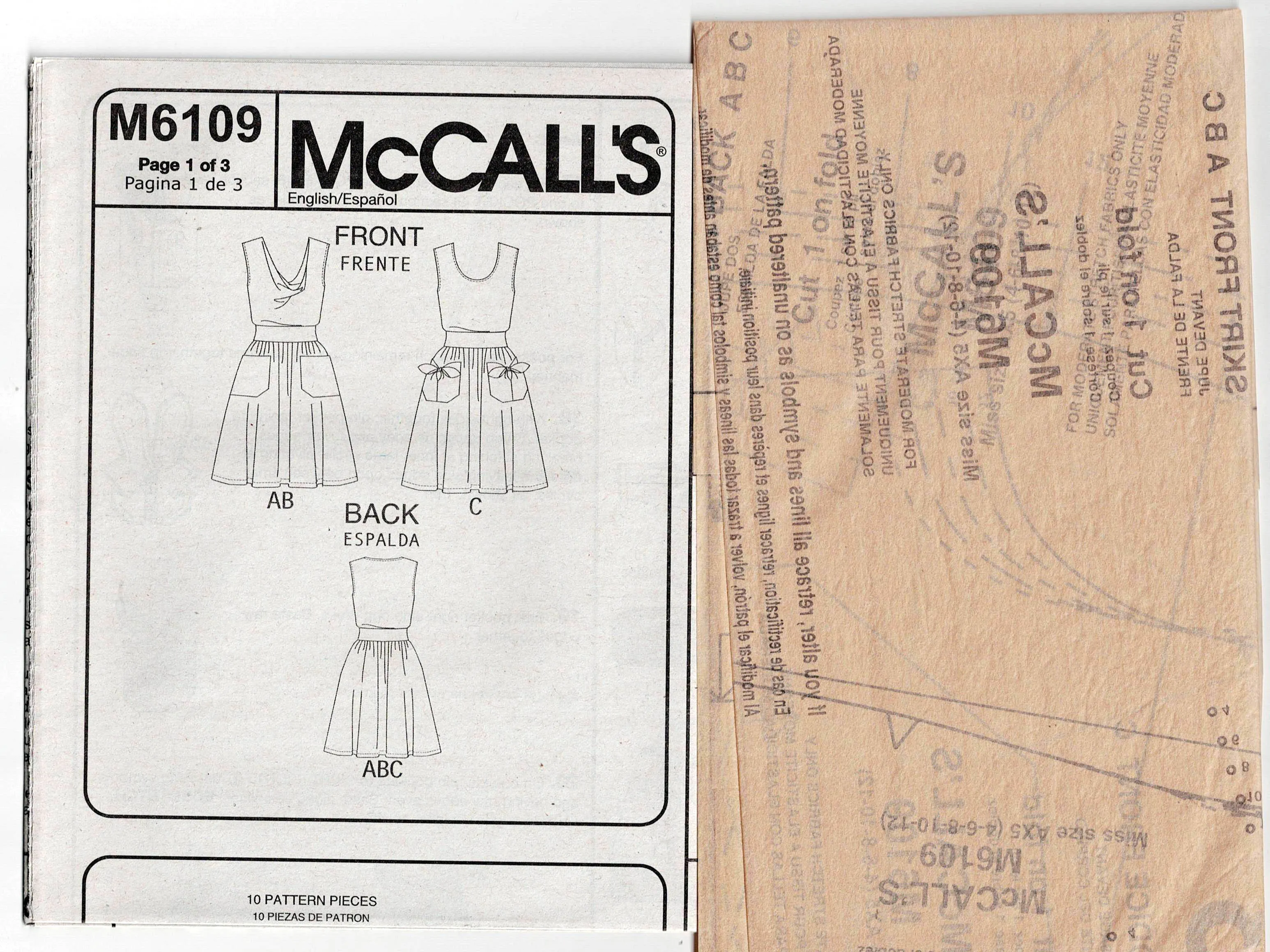 McCall's 6109 Womens Stretch Knit Dress with Cowl Drape Midriff Band & Pockets Out Of Print Sewing Pattern Sizes 4 - 12 UNCUT Factory Folded