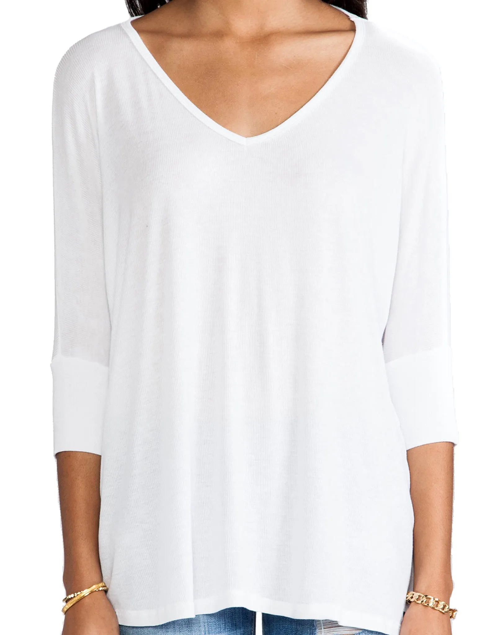 Michael Lauren Dylan 3/4 V-Neck Draped Tee *Available in Multiple Colors*