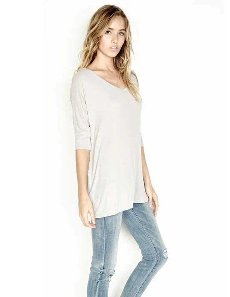 Michael Lauren Dylan 3/4 V-Neck Draped Tee *Available in Multiple Colors*