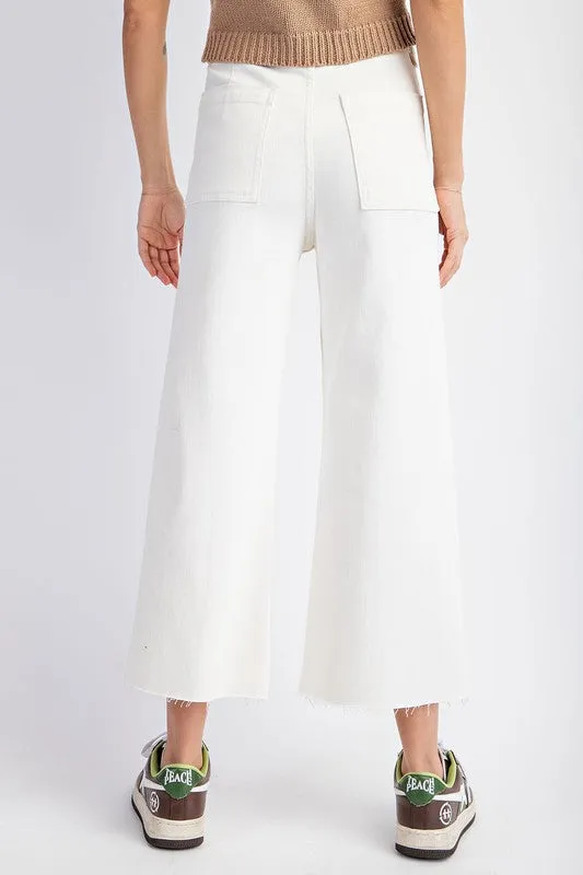 Mineral Washed Cropped Straight Leg Pants
