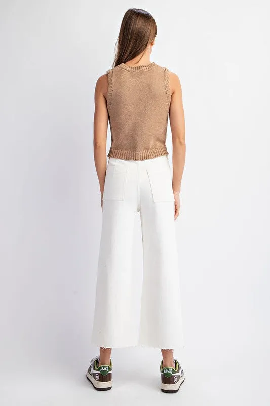 Mineral Washed Cropped Straight Leg Pants