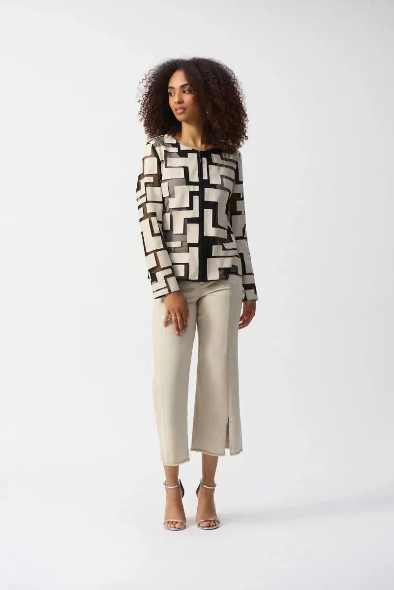 Moonstone/Black Mesh & Leatherette Fitted Jacket Style 251932