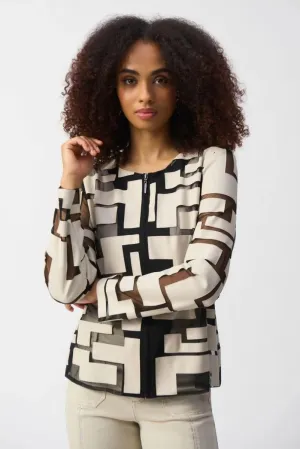 Moonstone/Black Mesh & Leatherette Fitted Jacket Style 251932