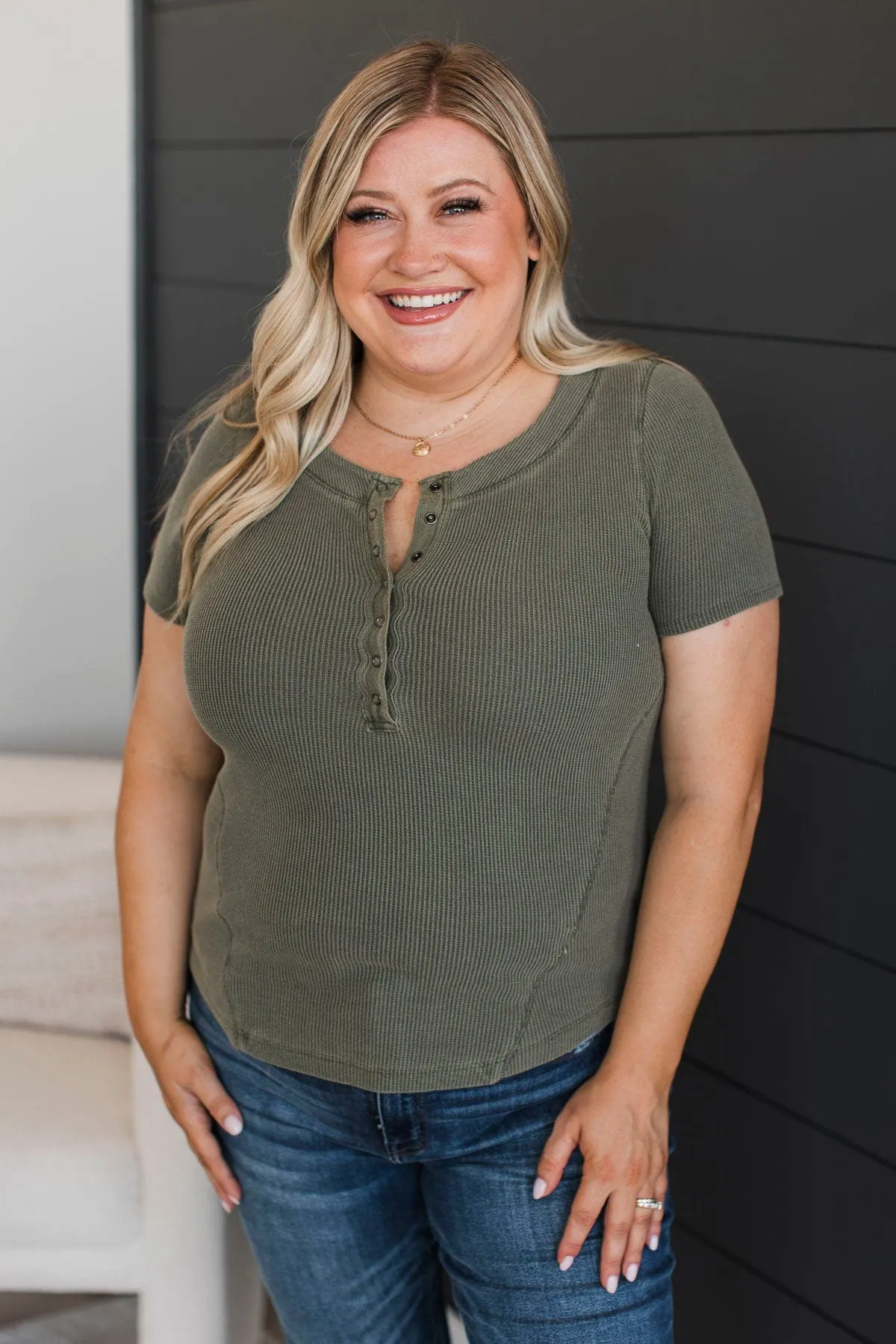 Never Growing Up Short Sleeve Top- Olive