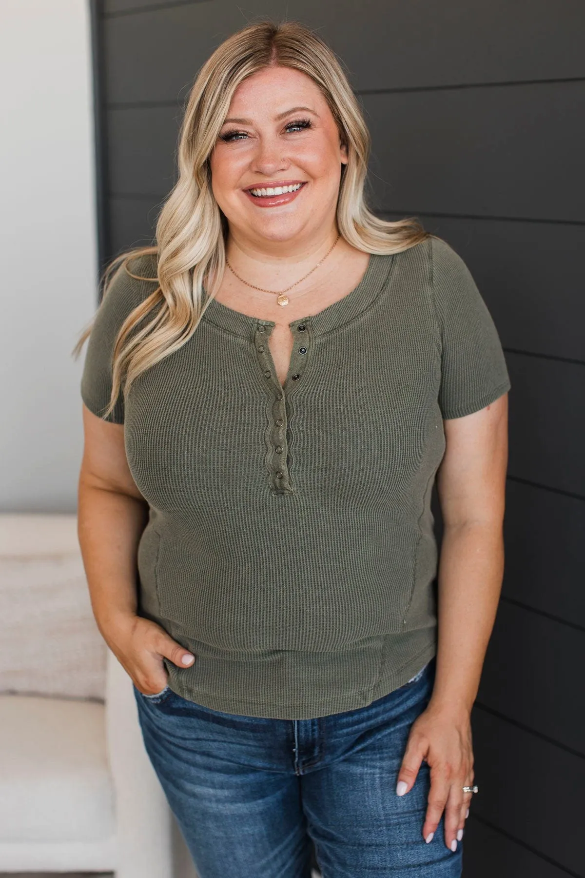 Never Growing Up Short Sleeve Top- Olive