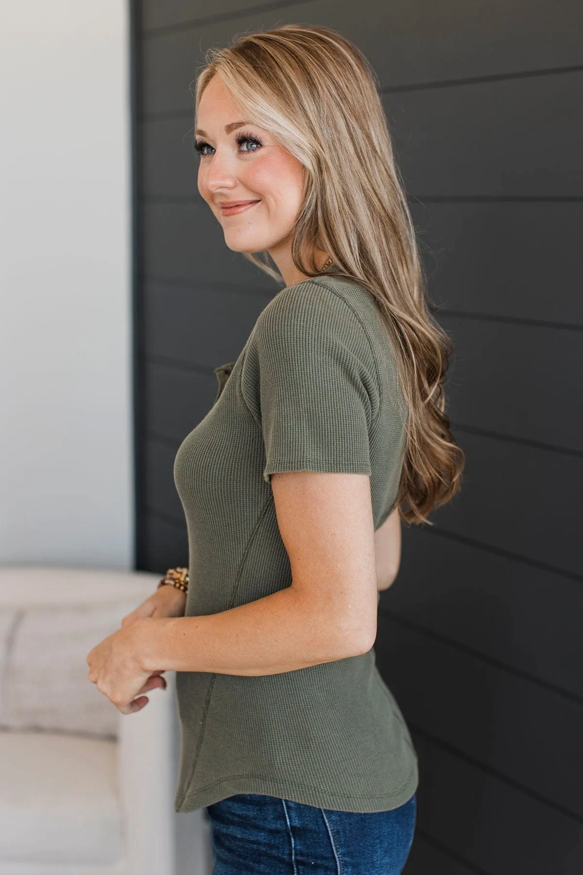 Never Growing Up Short Sleeve Top- Olive