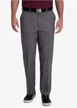 NEW Haggar Mens Cool Right Performance Flex Solid Classic Fit Flat Front Pants - Heather Grey - Sz 30 x 34 - Retails for $50!