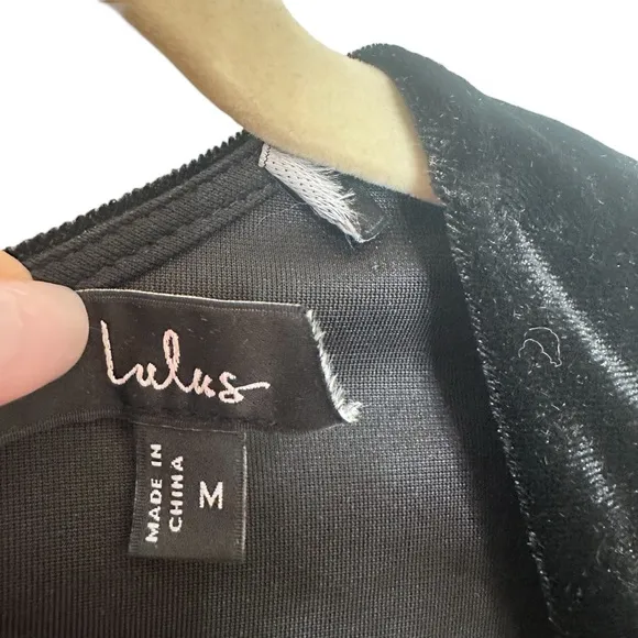 New Lulus Eternal Elegance Black Velvet Short Sleeve Maxi Dress Size Medium