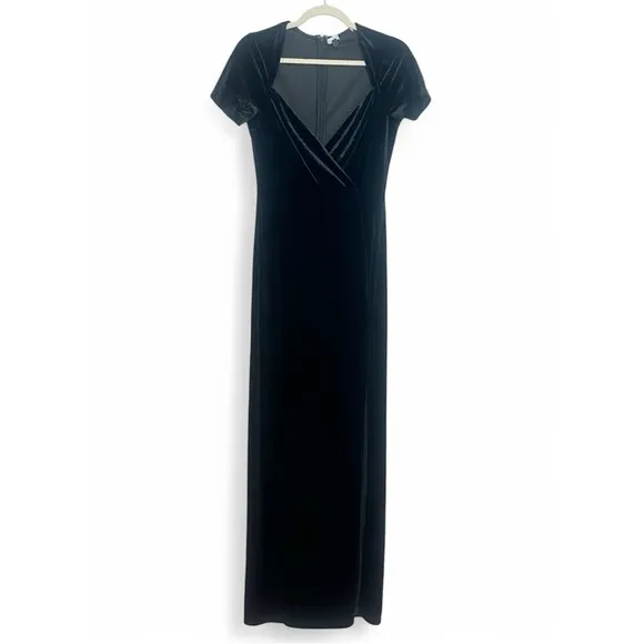New Lulus Eternal Elegance Black Velvet Short Sleeve Maxi Dress Size Medium
