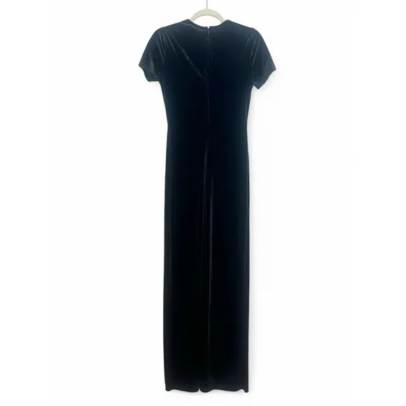 New Lulus Eternal Elegance Black Velvet Short Sleeve Maxi Dress Size Medium
