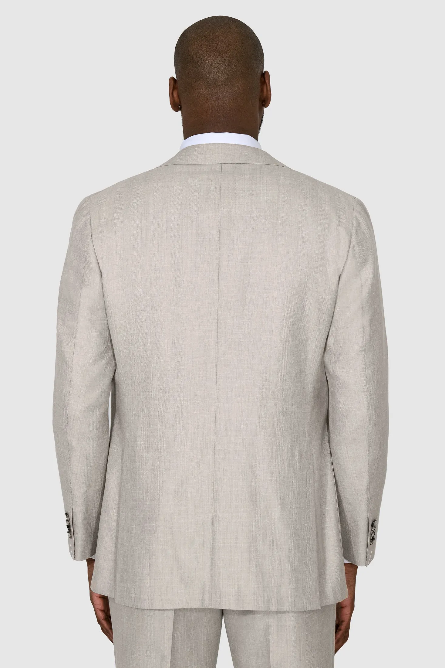 New Suitsupply Havana Light Brown Herringbone Wool, Silk, Linen 3 Piece DB Suit - Size 46L (Final Sale)