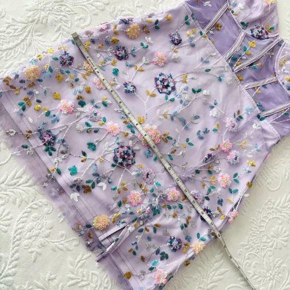 NWOT Lulus Shimmering Beauty Lavender Mesh Sequin Bustier Mini Dress Small