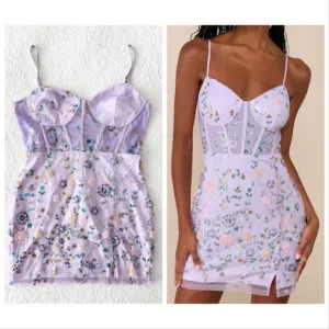 NWOT Lulus Shimmering Beauty Lavender Mesh Sequin Bustier Mini Dress Small
