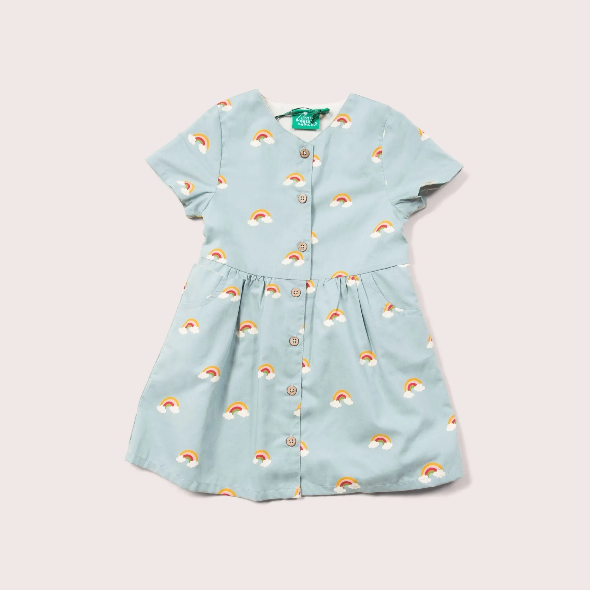 Over the Rainbow Button Through Short Sleeve Dress