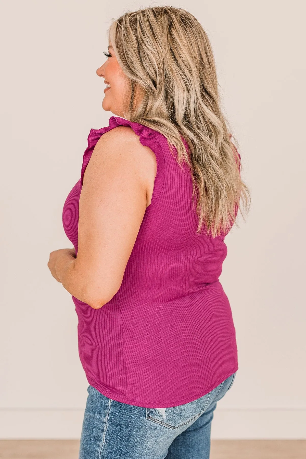 Peaceful Thoughts Flutter Sleeve Knit Top- Magenta