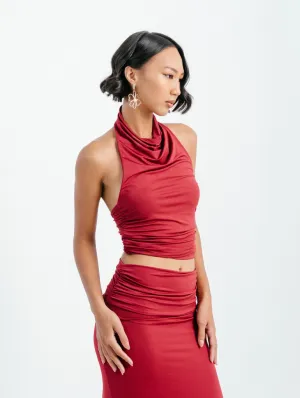 Penny Halter Top in Red Cherry
