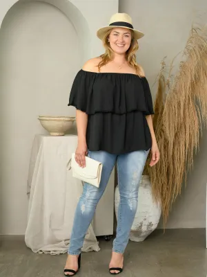 PLUS SIZE OFF SHOULDER RUFFLE TOP