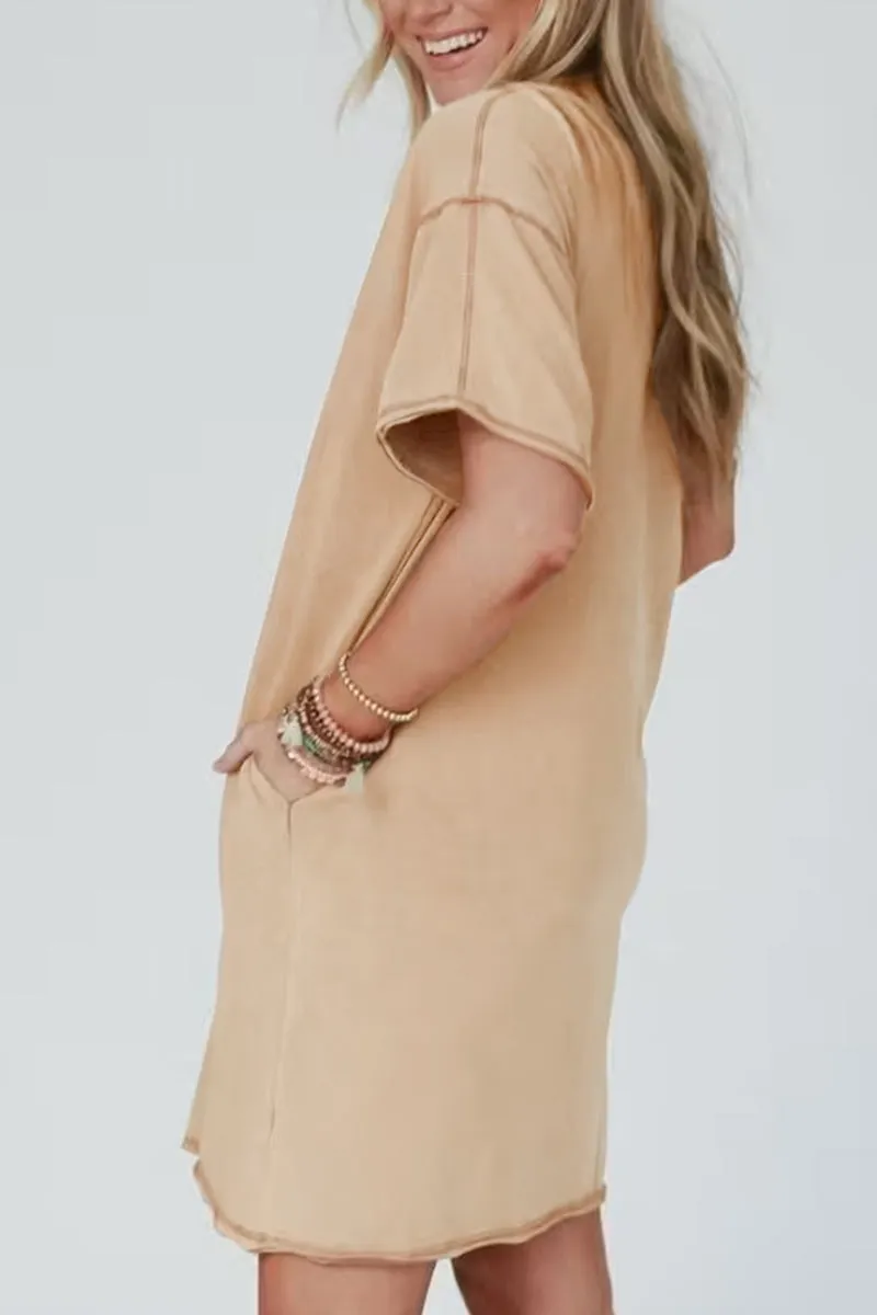 PREORDER! ETA 4/8 Star Of The Show Pale Khaki T-Shirt Dress **SHIPPING EXPECTED TO BEGIN ON DATE 4/8**